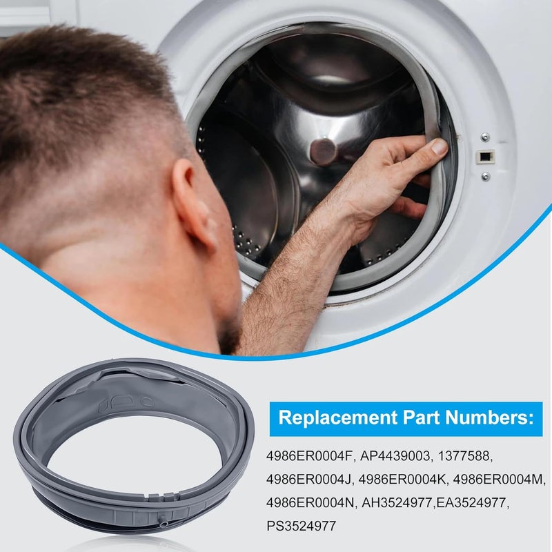 FHRHRY 4986ER0004F Washer Door Boot Seal Gasket Bellow Diaphragm for LG Kenmore Washing Machine WM2250CW WM2101HW WM2050CW WM2301HR WM2240CW,etc. Replace 4986ER0004J 4986ER0004K 4986ER0004M 4986ER0004N - Image 3